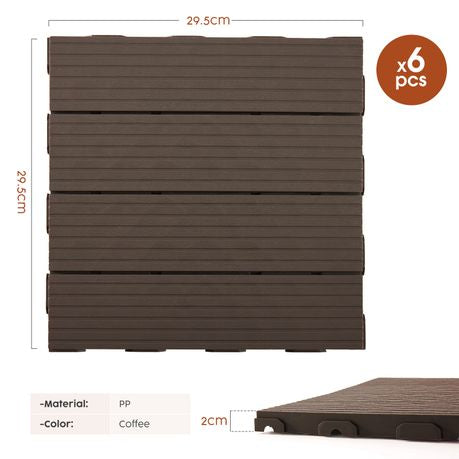 MHome Composite PVC Non-Slip Outdoor Decking Tiles 10pc Pack