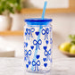 MHome Unbreakable Plastic Tumbler 450ml with Lid and Straw – Bow Print Sipper Glass for Cold Coffee, Juice and Water
