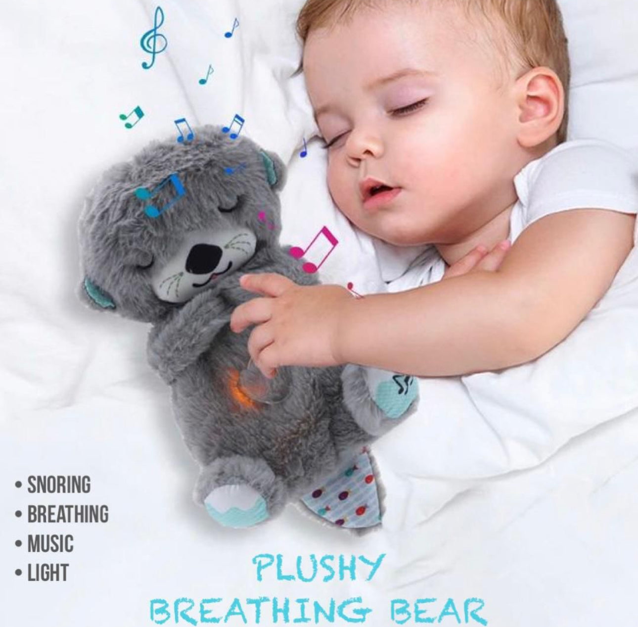 GENERIC Breathing Otter Sleep Buddy - Soothing Plush Doll with Rhythmic Breathing, Music, and Lights | Calming Sleep Aid for Newborns | Baby Otter Sound Machine | Battery Not Included Various Options