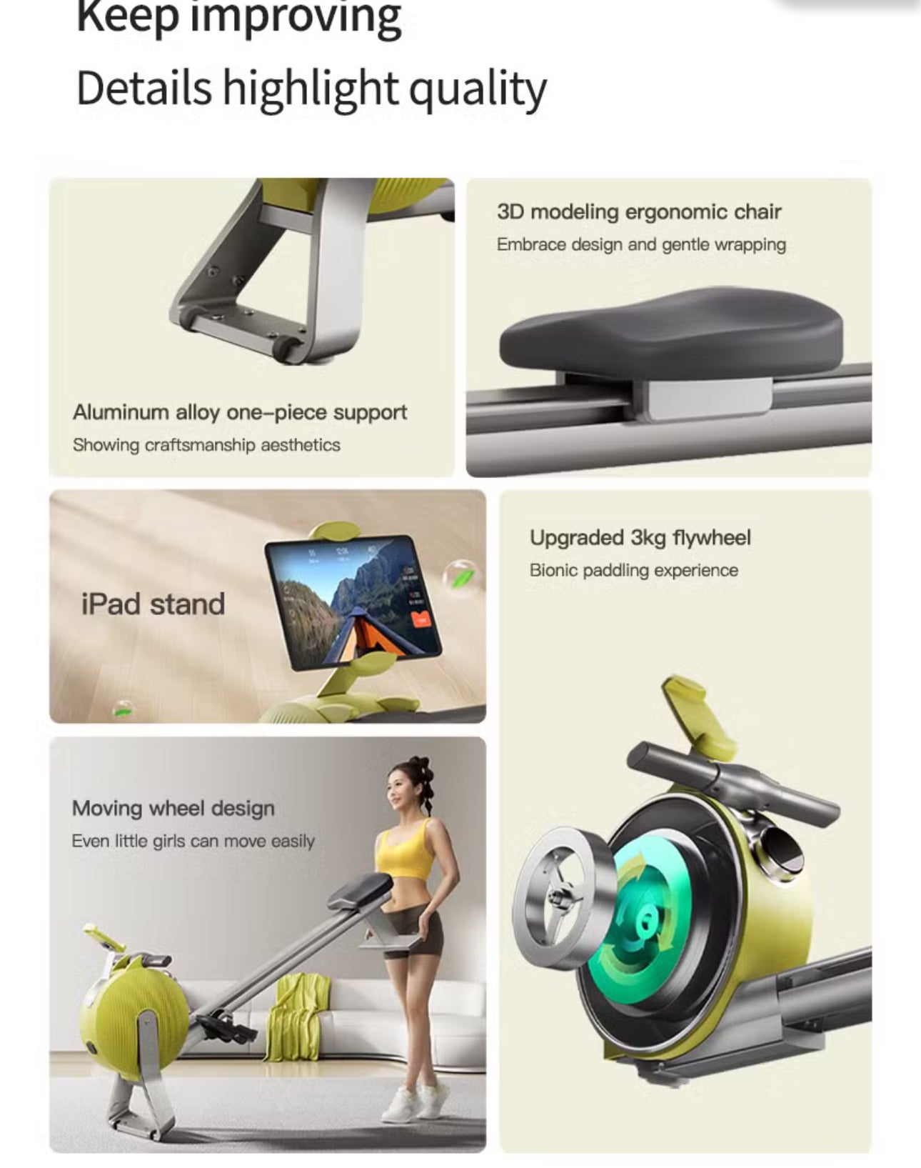 Pro-Sportz V3 Home Use Fitness Equipment Popular Cardio Exercise Machine Self Generating Rowing Machine