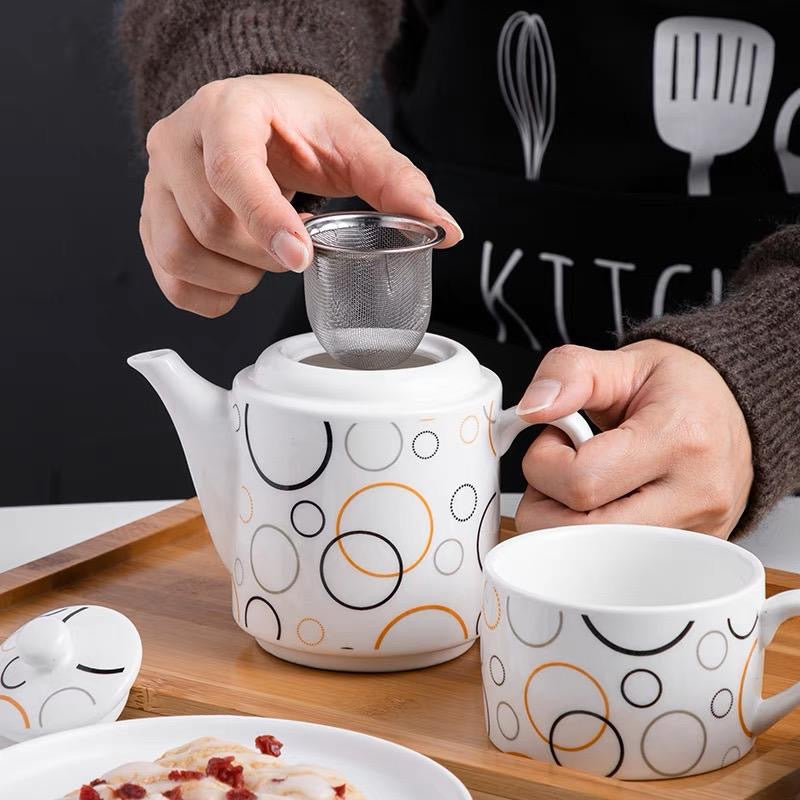 Continental Stackable Coffee Tea Server Set Tea Pot with 2 Cups Gift Set