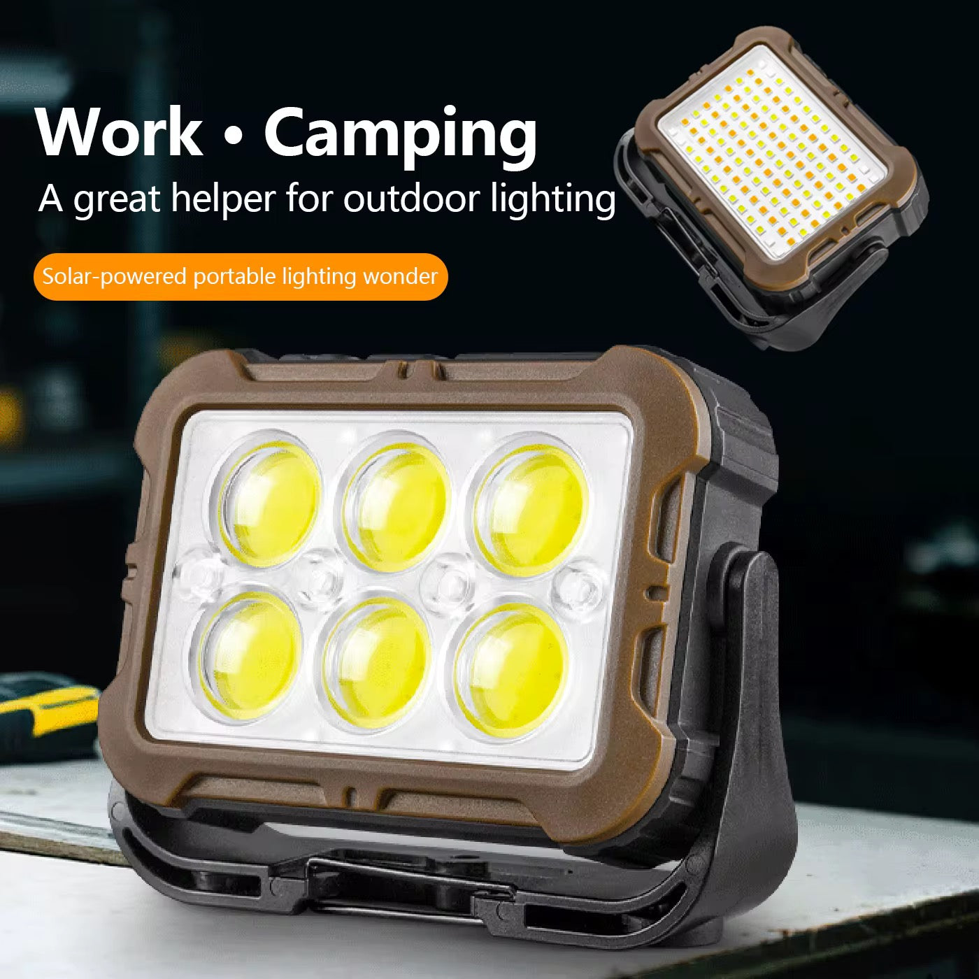 MTech Mini COB LED Solar Work Light – Portable Rechargeable Work Lamp