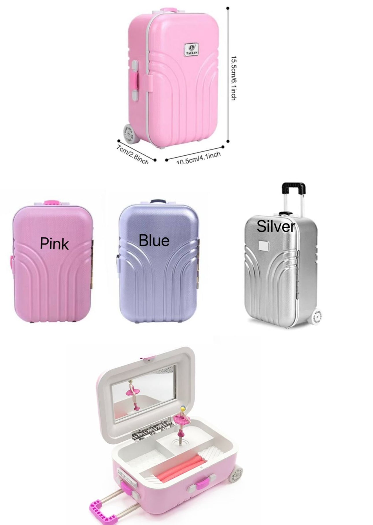 Musical Jewellery Box Suitcase Style