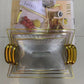 MHome Elegant Acrylic Serving Tray Set with Gold Handles – 3 Sizes