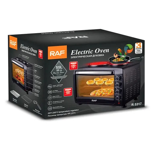 RAF 55L 2 in 1 Electric Oven with 2 Hotplates 1800w