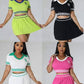 Women’s Short Sleeves Polo T Shirt Mini Skirt Casual 2 Piece Set