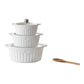 MHome 3 Piece Ceramic Casserole Pot Set With Tempered Glass Lids