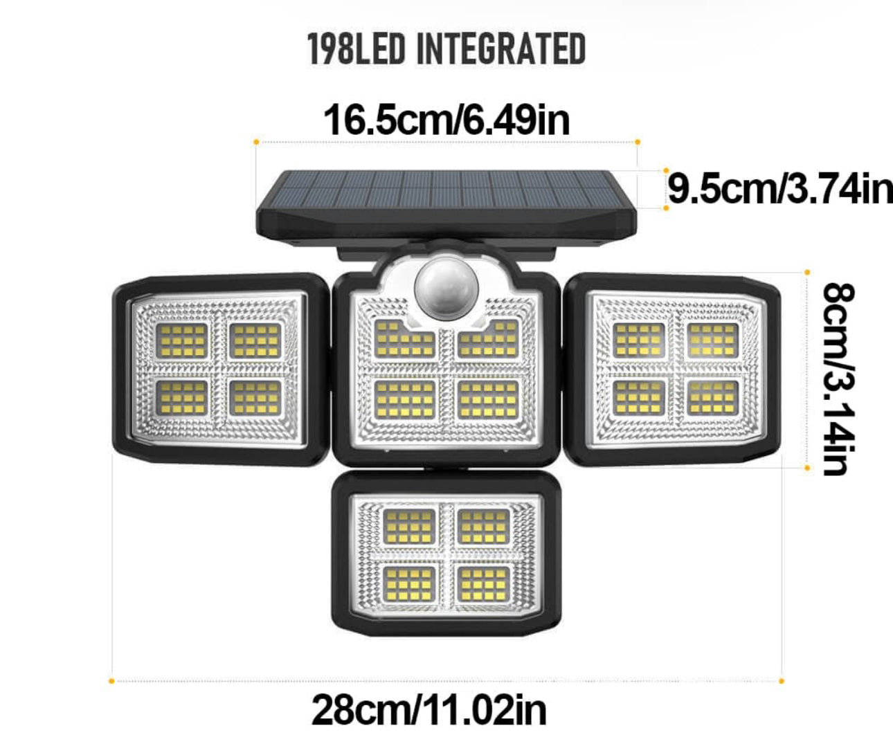 MHome 4 Head Outdoor Solar LED Light with Motion Sensor, Remote Control