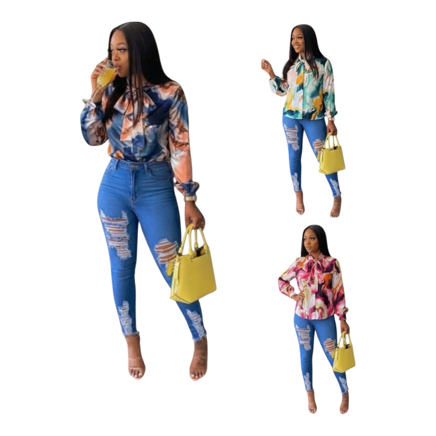 Ladies Bow Tie Collar Blouse -Various Options