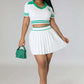 Women’s Short Sleeves Polo T Shirt Mini Skirt Casual 2 Piece Set