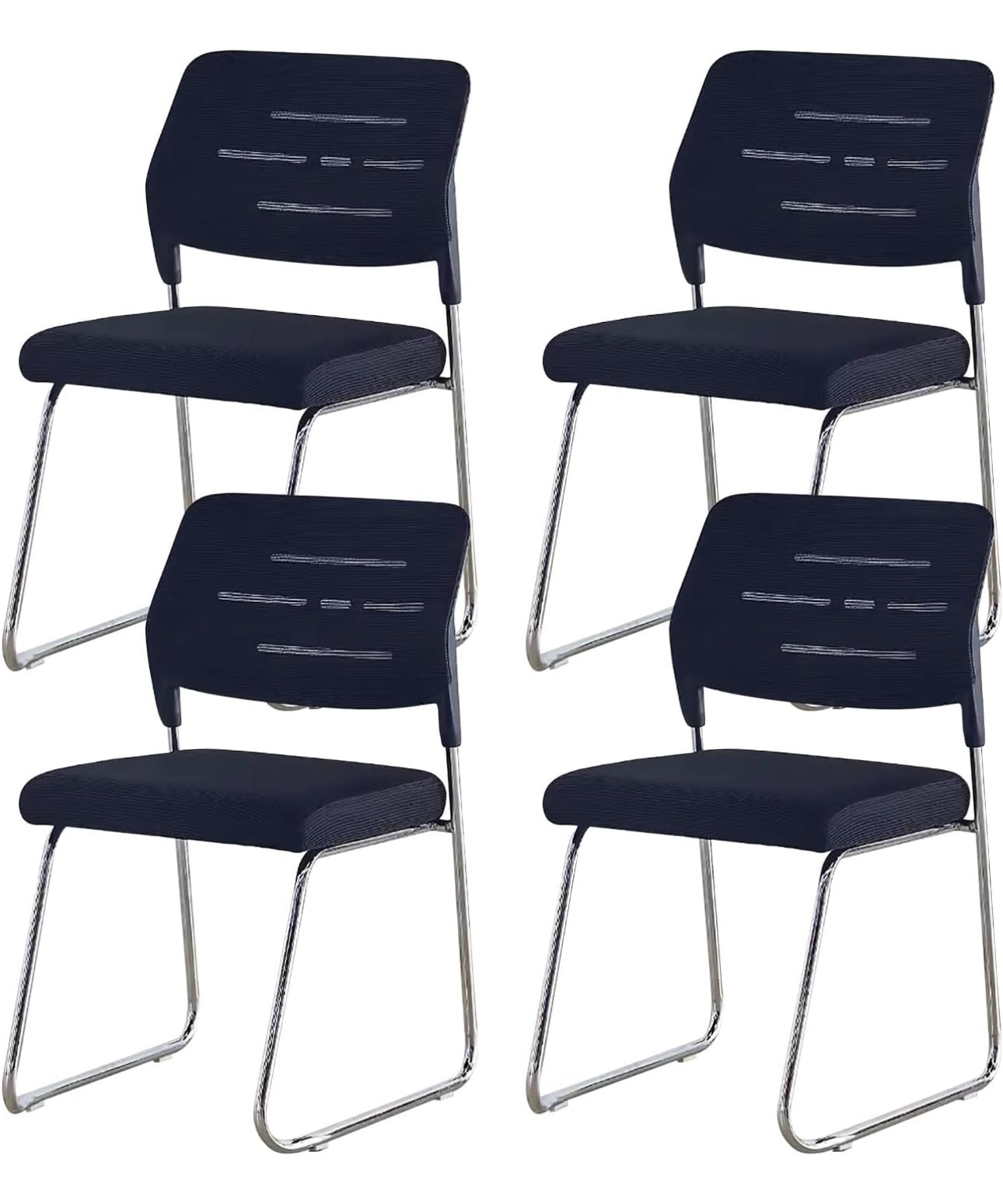 MFurn Modern Office Stacking Chairs Set Sled Base Desk Pack Of 4 (Black) Octopus Feet