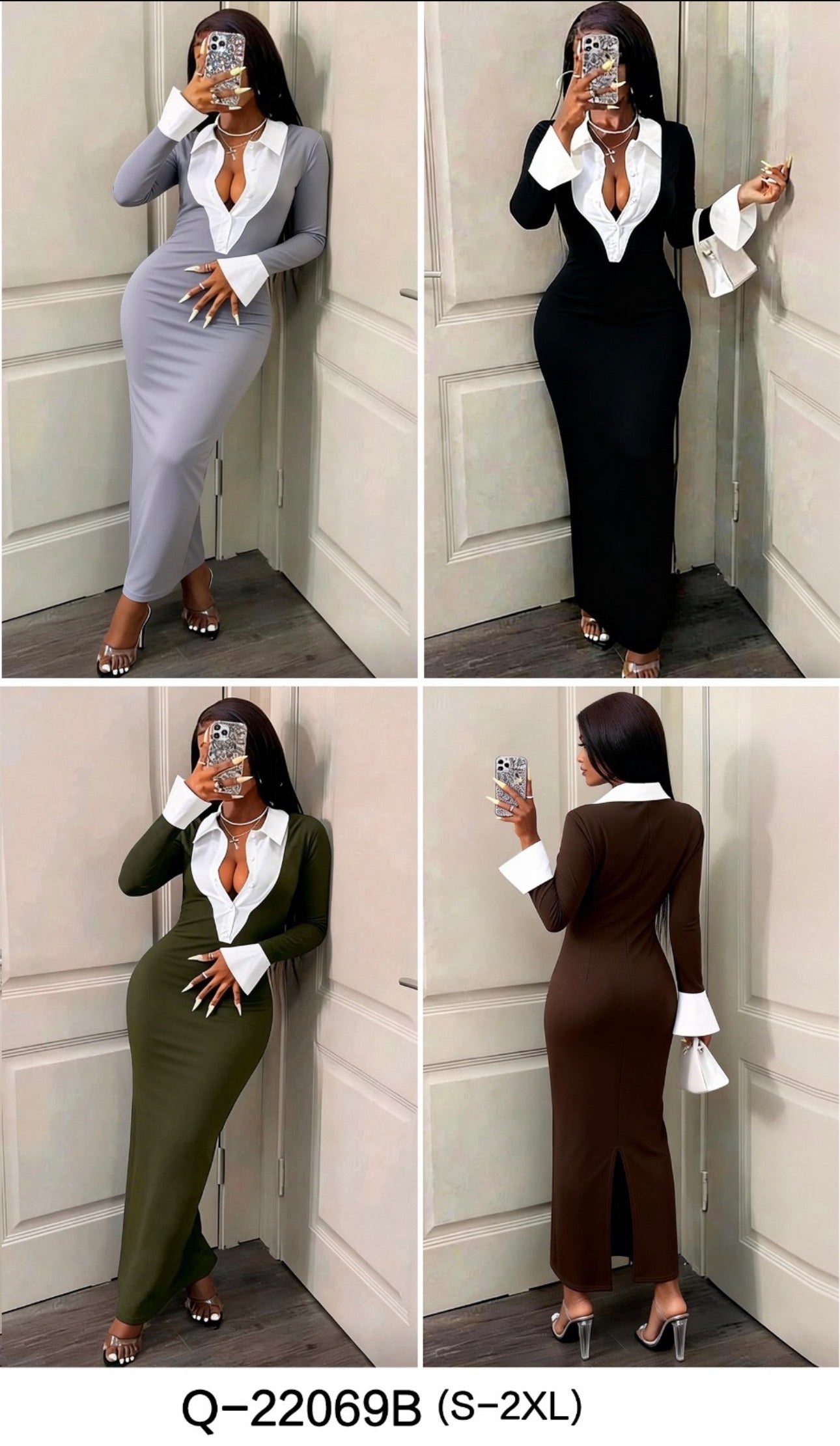 Ladies Trendy 2-in -1 Shirt & Maxi Dress - Various Colours