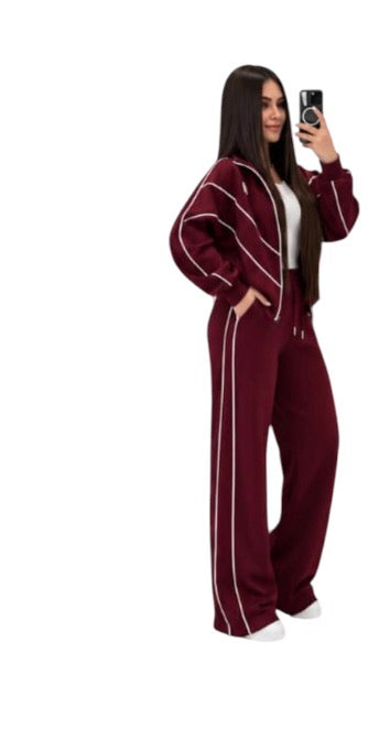 Ladies High Neck Zip-Up Tracksuit-Various Colours