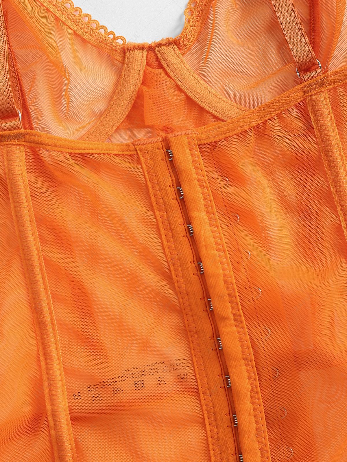 Garter Underwire Corset Style Lingerie Set - Orange Size S-XL