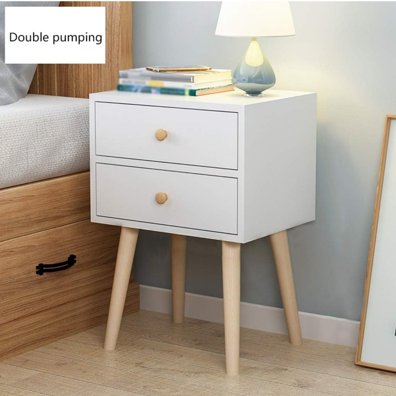 MFurn Nordic Bedside Nightstand – Modern Small Table with Drawer