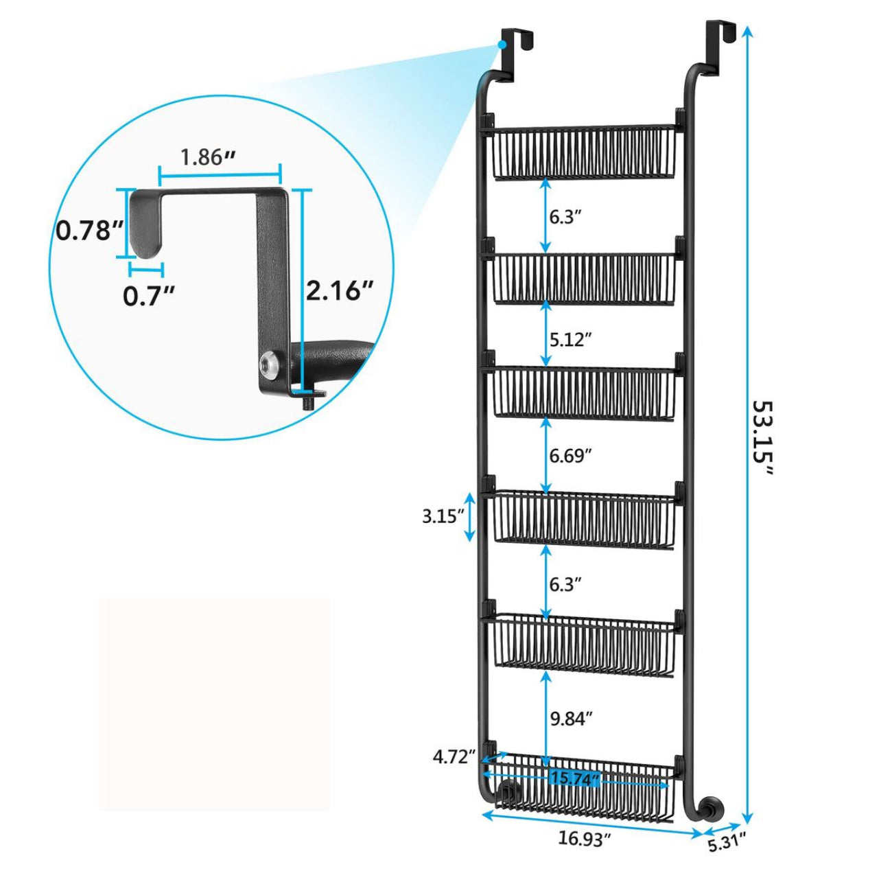 Door Hanging Organiser - 6 Shelf