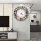 3D Starburst Silver Wall Clock Modern Decorative Clocks with Beveled Glass Frame Luxury Big Clocks for Living Room Decor 60cm
