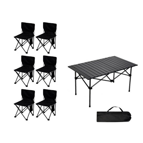 Outdoor Foldable Table With 6 Chairs Camping Set 120cm x 55cm x 50cm