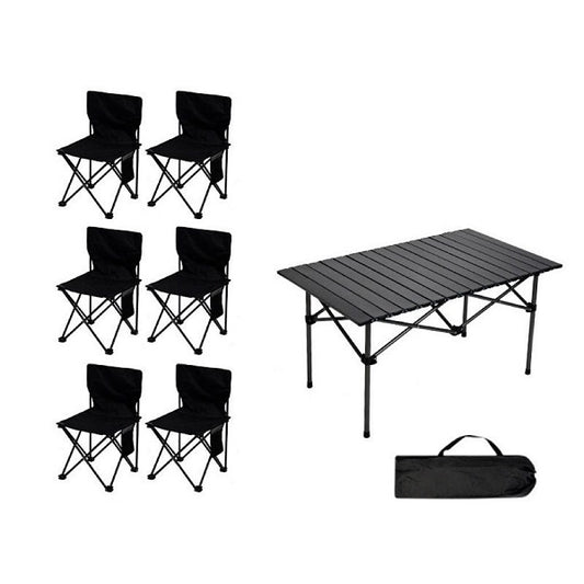 Outdoor Foldable Table With 6 Chairs Camping Set 120cm x 55cm x 50cm