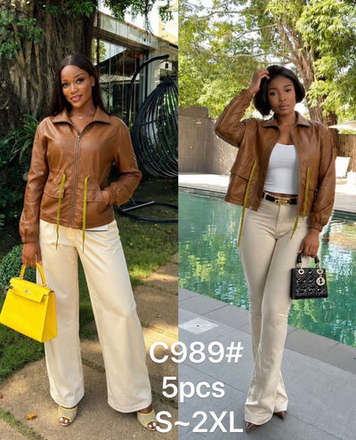 Ladies Faux Leather Short Jacket