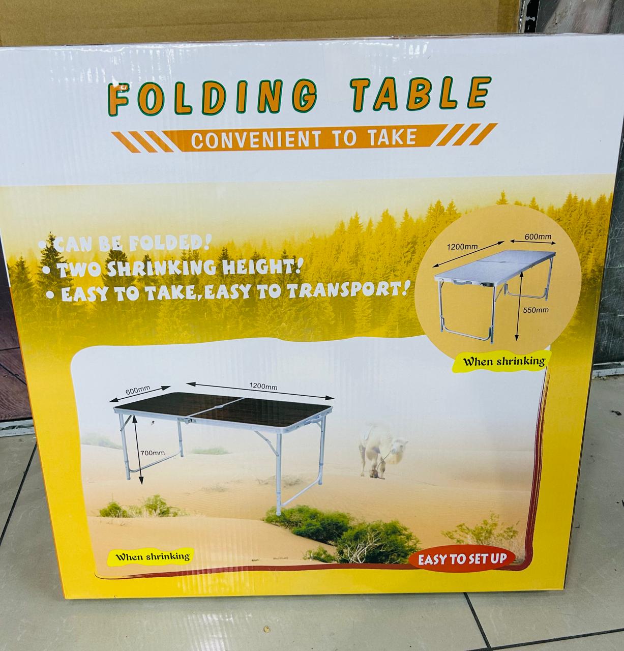 Folding Camping Table with Adjustable Height Legs, 1.2M Lightweight Aluminum Table, Indoor Outdoor