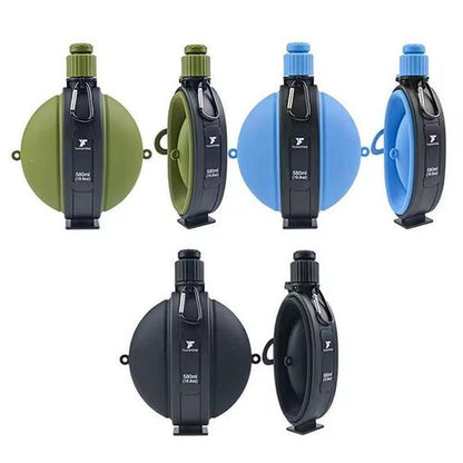 MHome Foldable Silicone Water Bottle With Compass - Retractable Portable Design For Camping Hiking Outdoor Adventures Leakproof -Various Colours