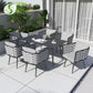 Modern Garden Outdoor Leisure Rope Woven Patio Dining Table + Chair With Aluminium Fame 7pc Set
