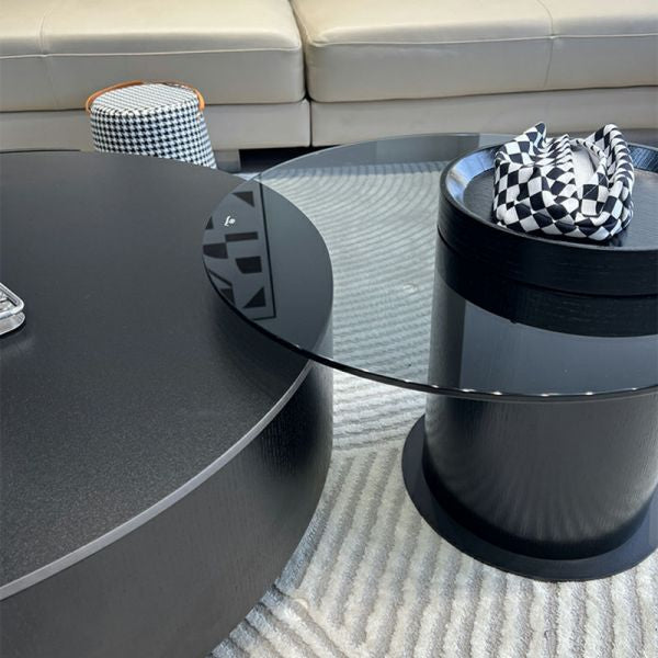 MFurn Round Mosiac Coffee Table With Glass 2pc