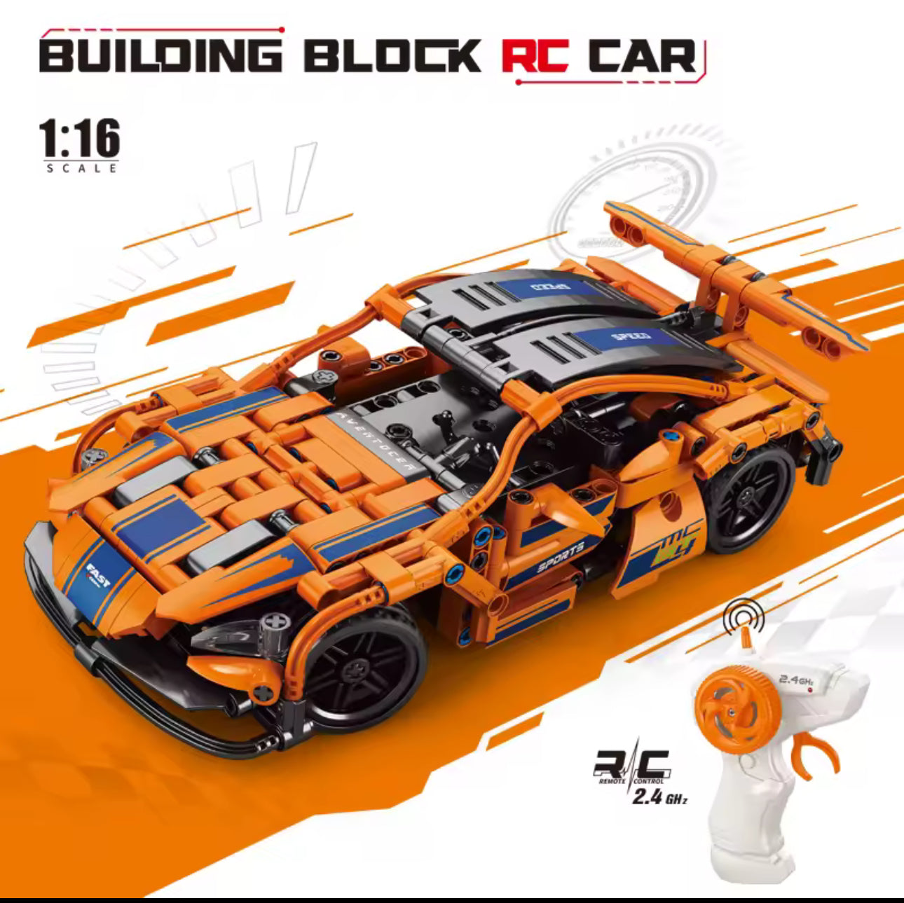 Building Block Speed Sports Car Remote Control Toy 408pc