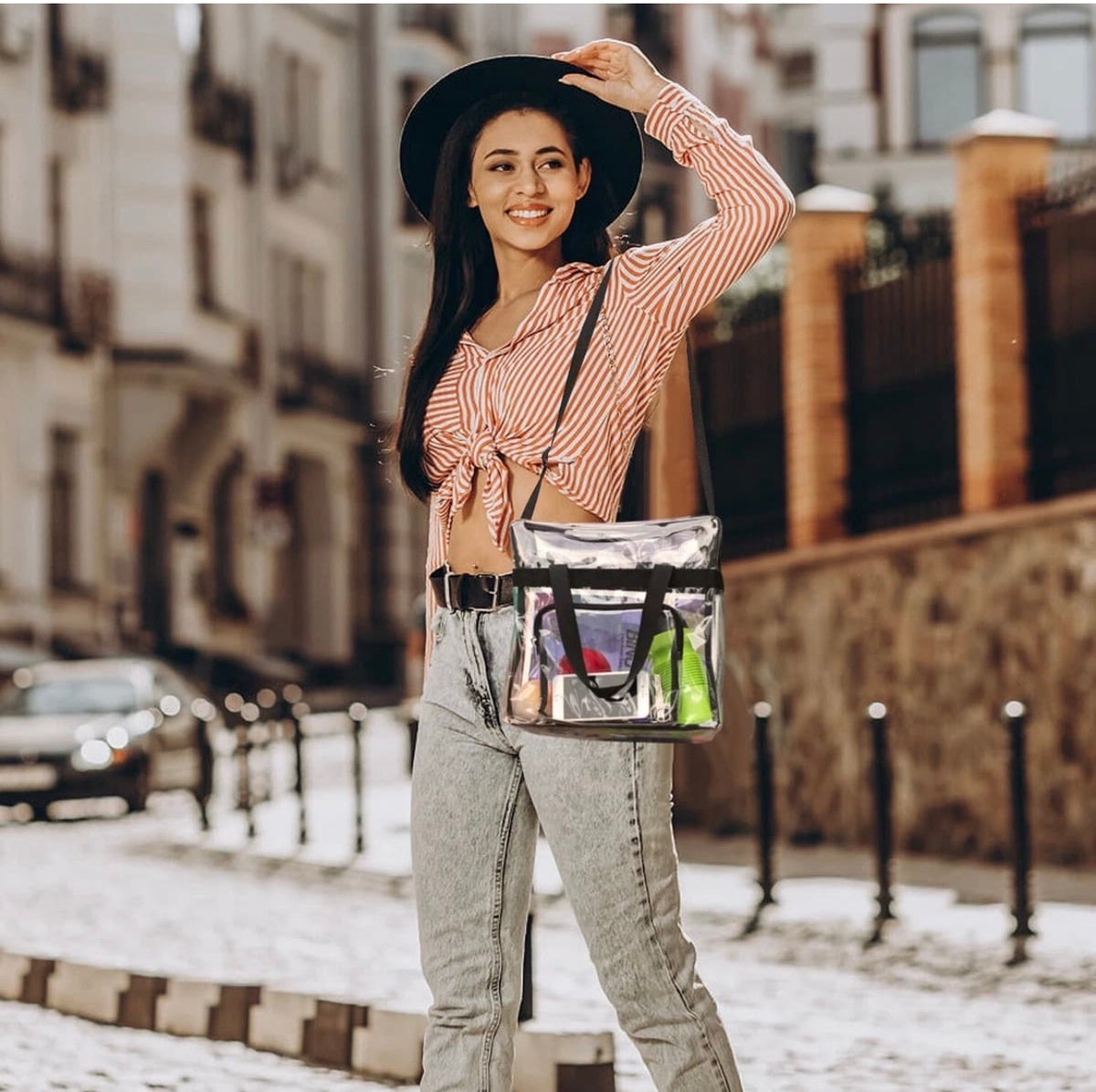 Clear Shoulder Crossbody Bag Stadium Approved See Through Transparent Handbag