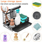 Kitchen Sink Organiser, Black, Sponge Holder, Kitchen Organiser, Sink Dish Cloth Holder Organiser, Sink Organiser, Sponge Holder for Kitchen Sink Storage & Organisation (Black)