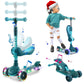 Scooters for Kids, Folding Scooters for Kids, Adjustable Height Scooter for Boys Girls, Kids Scooter with LED Lights and Built-in Music Player 2 in 1 Kick Scooter