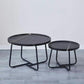 MFurn 2-Piece Round Coffee Table Set – Modern Wood Raised Edge with Metal Frame
