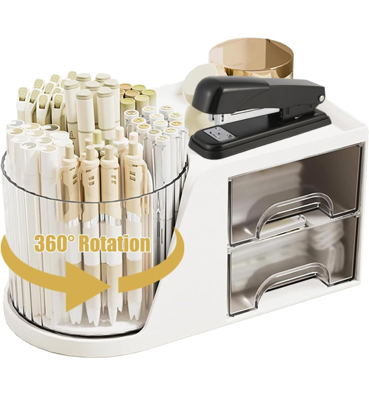 Desk Pencil Pen Holder, 5 Slots 360 Degree Rotating Desk Pen Organizers, Multi-Functional Office Desk Organiser.