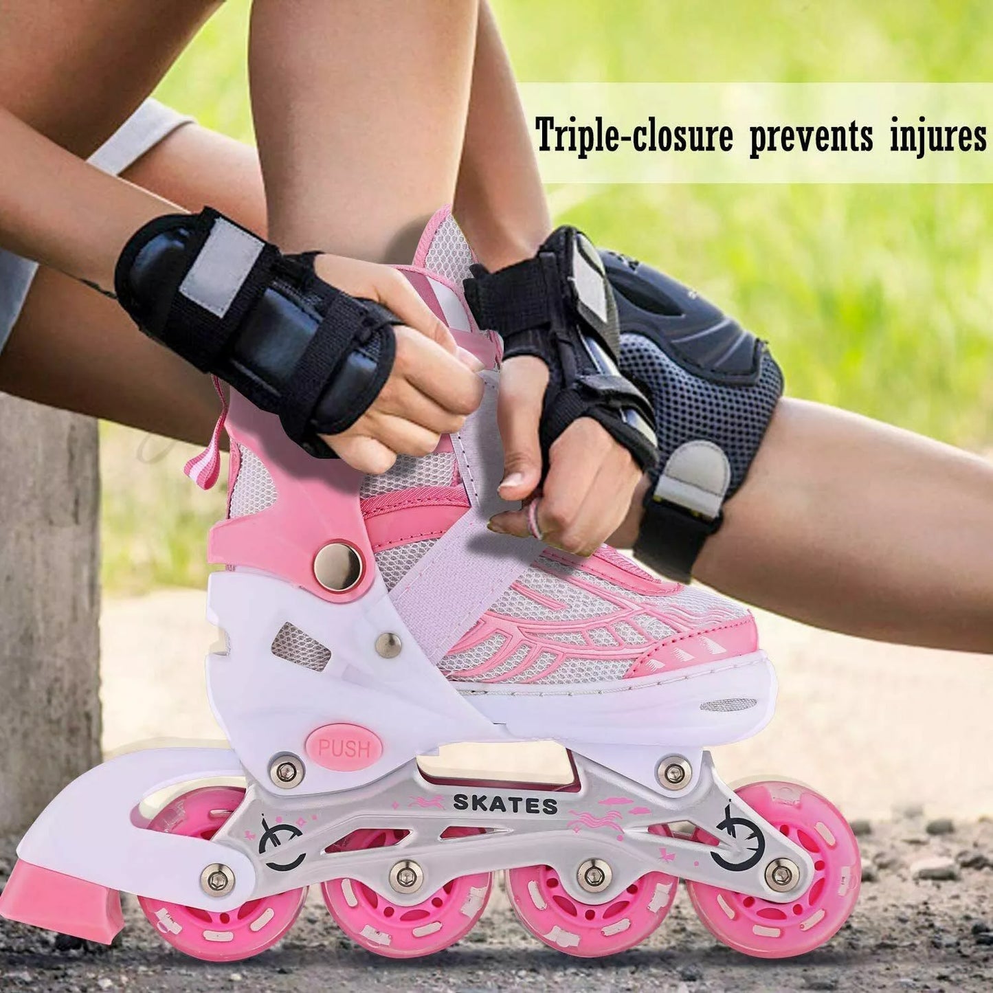 Adjustable Inline Skates Roller Blades w/Flashing Wheels Teens/Kids