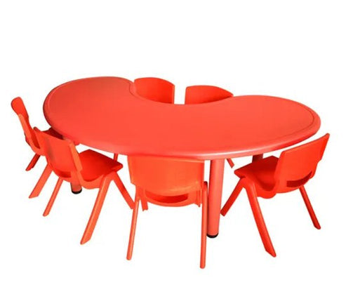 MFurn Preschool Kindergarten Moon Shap Classroom Studying Table with 6 Chairs for Students-Various Colours Only Available On Pre-Order!