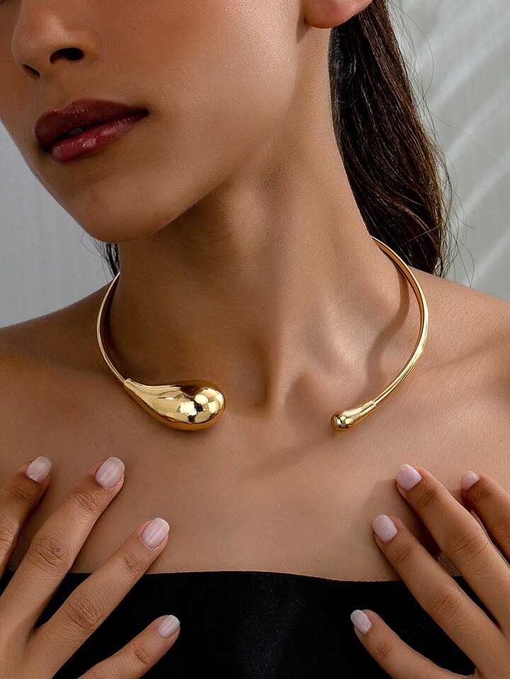 Drop Design Gold Plated Choker Necklace