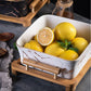 MHome Marble Ceramic Serving Bowl with Wooden Base