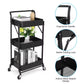 MHome 3-Tier Foldable Metal Kitchen Trolley – Utility Shelf on Wheels