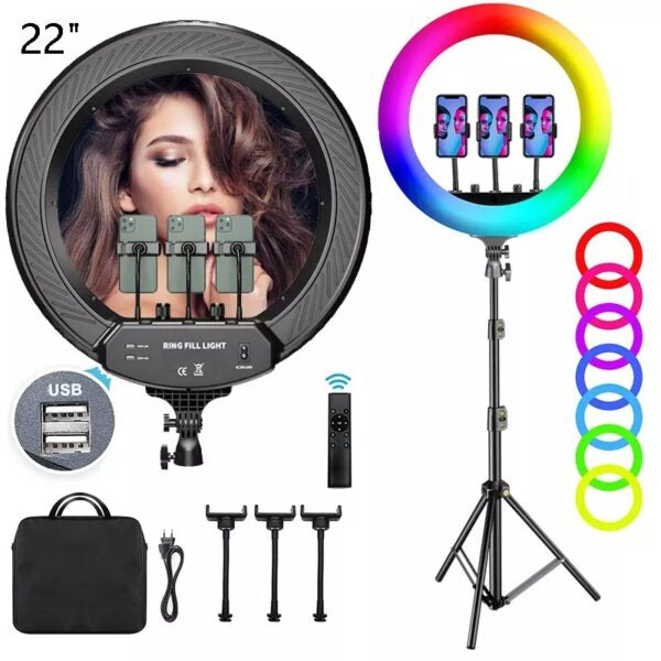 RGB,White ,Cold & Warm White Ring Light for Social Media With Tripod Stand 56cm 22 inch