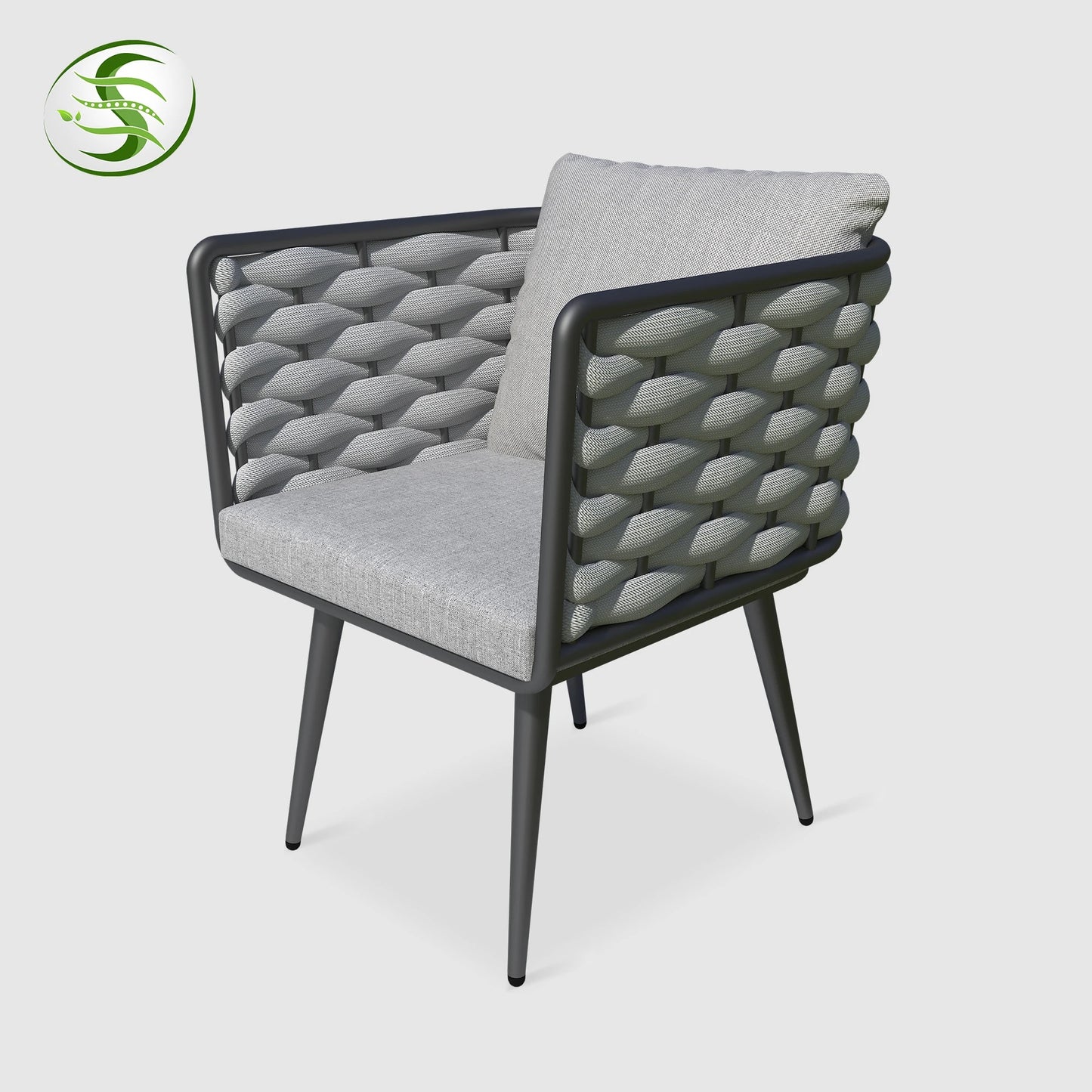 Modern Garden Outdoor Leisure Rope Woven Patio Dining Table + Chair With Aluminium Fame 7pc Set