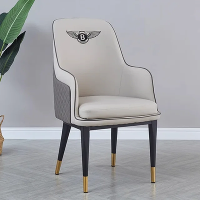 MFURN Bentley Design Dining Chair with Synthetic Leather and Metalic Legs Grey Only
