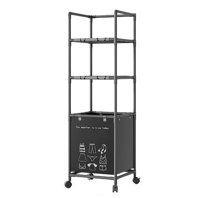 MHome 3-Tier Laundry Hamper Rack - Stainless Steel Storage with Dirty Clothes Basket, Suitable for Bathroom Toiletries, Compact Organizer for Bathroom or Laundry Room