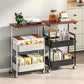 MHome 2-Tier Coffee Table Trolley – Rolling Storage Cart with Shelves, Metal Frame & Wood Finish