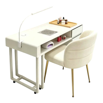 MFURN Modern Luxurious Single-Seater Manicure Table with Built-In Storage,Extractor Fan & Chair