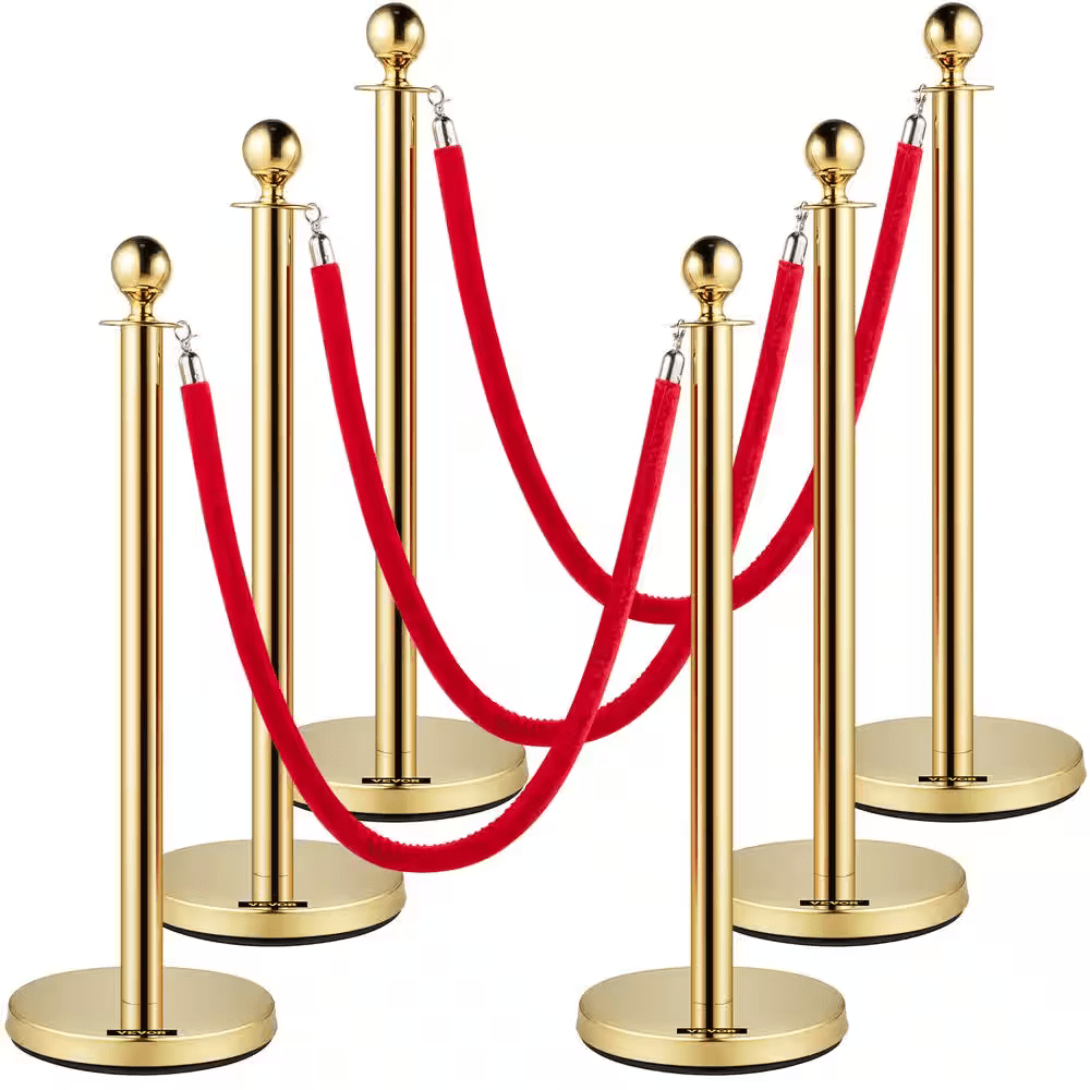 MFURN Event Barriers Stanchion Rope Set - Gold