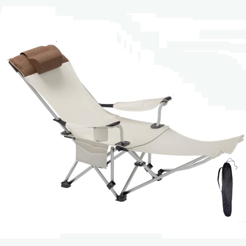 Outdoor Folding Lounge Chair Portable Lunch Break Backrest Leisure Chair Camping Camping Beach Chair Fishing Chair (Color : Grey) (Beige)