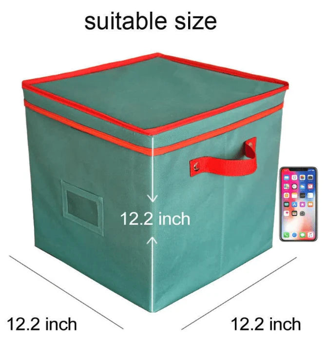 MHome Green Christmas Ornament Storage Box – Foldable with Label Window & Reinforced Panels