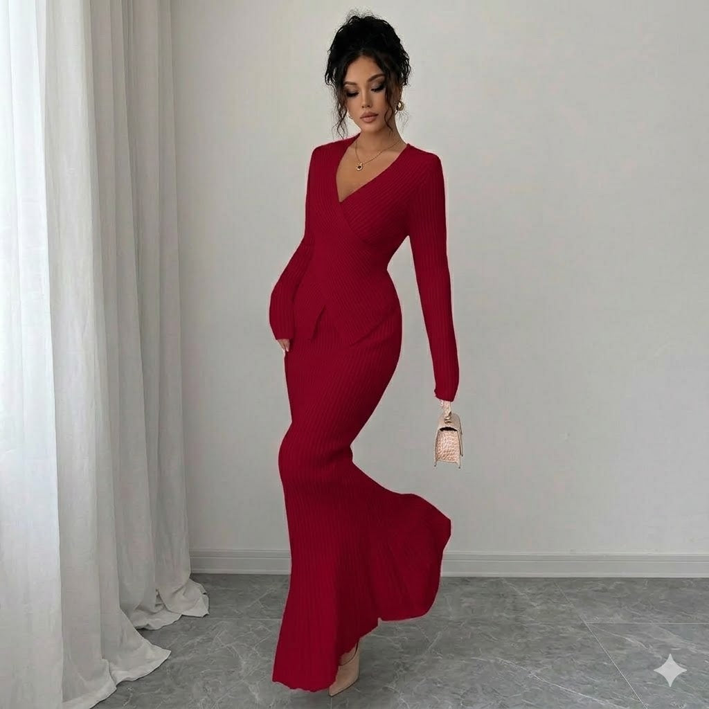 Women's Long Sleeve Bodycon Maxi Dress - Elegant Slim Fit Evening Dres   Megamall Online Store