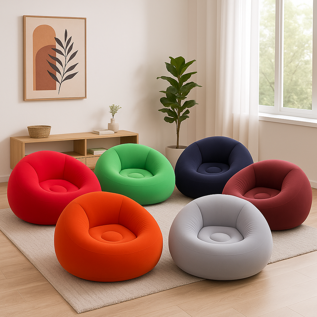 MHome Comfy Inflatable Sofa Chair – Soft Flocked Lounge Seat for Home & Gaming